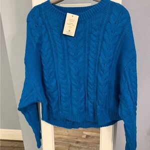 Hippie Rose Blue Cable Knit Sweater